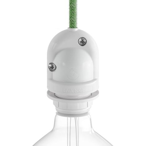 Creative-Cables Portalampada E27 per esterno EIVA, protezione IP65 (termoplastica bianco) –per sistema MODULAIR – Membrana ermetica contro acqua e temporali