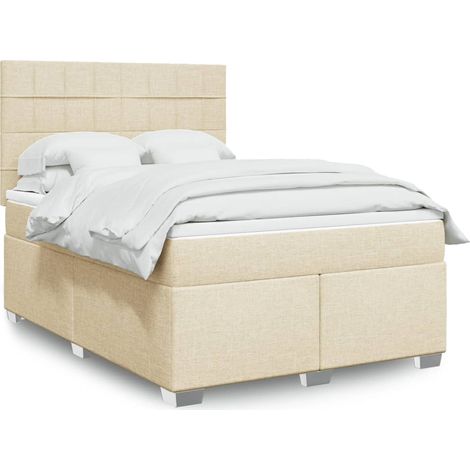 Boxspringbett mit Matratze Creme 140x200 cm Stoff