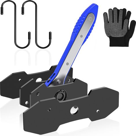 Outil de compression pour étrier de frein, interrupteur à cliquet pivotant à 360° avec 2 grandes plaques en acier supplémentaires et 2 crochets et poignée en nylon, gants de travail pour (1/5)