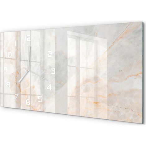 Horloge Murale Panoramique Artistique 60x30 cm Verre Trempé Design Original Marbre (1/5)