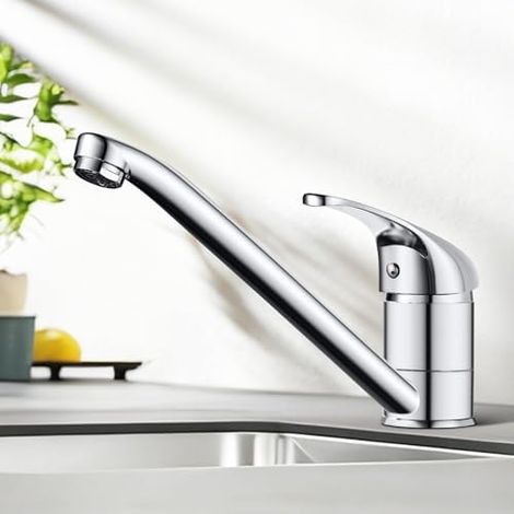 Wasserhahn Küche, Küchenarmatur 360° Schwenkbar, Einhebel Mischbatterie Küche, Spültischarmatur Küche mit Keramikkartusche, Edelstahl, Chrom