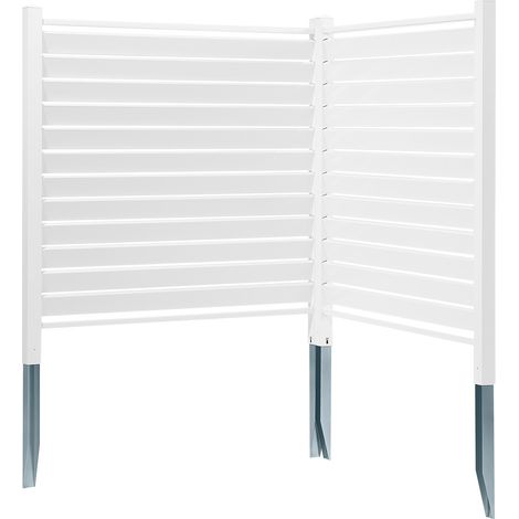 Mophorn 48"x48" Vinyl-Sichtschutzzaunelemente, 2 Elemente, Außengehege, PVC mit verzinkten Metallpfählen