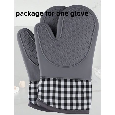 Paire de Gants de Cuisine en Silicone Résistants à la Chaleur, Gants Antidérapants Renforcés pour Four et Micro-Ondes, Cadeau de Fête (Gris) (1/5)