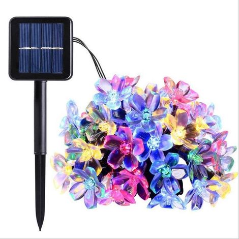 Guirlandes lumineuses solaires en forme de fleurs, lot de 2 guirlandes de 7 m (23 pi) avec 50 LED-AquaForge