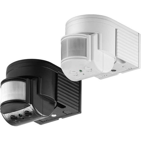 Infrarot-Bewegungsmelder, zur Aufputz-Wandmontage, 180°-Erfassung, 12 m Reichweite, für außen (IP44), LED-geeignet. Farbversion Weiß
