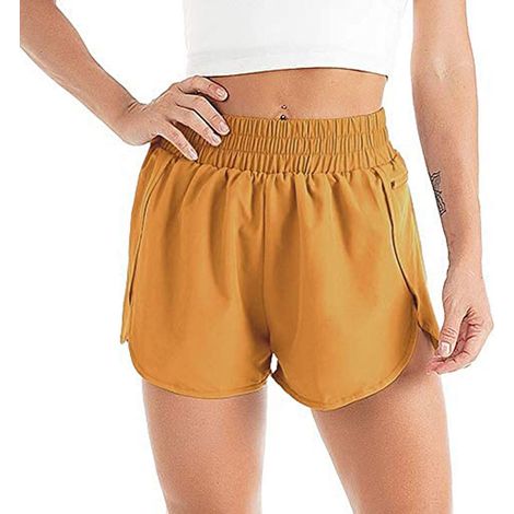 Short de running femme avec poches, short de sport taille haute, short de fitness, pantalon de fitness ample à taille élastique (1/5)
