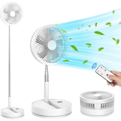 Ventilateur sur Pied Portable Silencieux,9''Blanc Ventilateurs,8000mAh USB Rechargeable Pliable Fans (1/5)