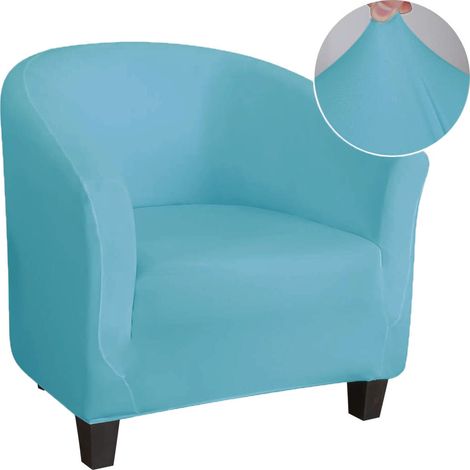 Housse de canapé en soie de lait, housse extensible entièrement enveloppante pour fauteuil individuel (bleu ciel)