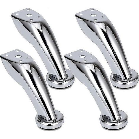 Ensemble de 4 pieds de meubles Z6, pieds de canapé épais en acier inoxydable, pieds chromés, adaptés aux canapés, chaises, tabourets, armoires, etc. (1/5)