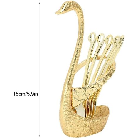 1 Pièce Service De Vaisselle Couverts En Acier Inoxydable Ensemble De Cuillères À Café Porte-Argenterie Fourchette À Dîner Petite Cuillère À Café Cuillère À Café Moderne - Base + 6 Cuillères (1/4)
