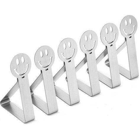 Pinzas para manteles, Paquete de 10-4,6 x 1,2 x 7,2 cm, Ajustables, Aptas para mesas de 2,5 a 3,5 cm de grosor, bodas, cocinas y fiestas (Plata) (1/5)