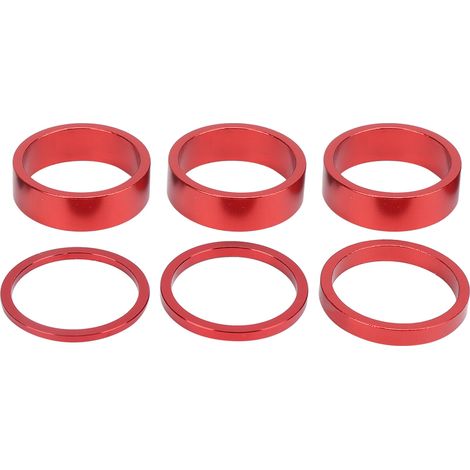 6 pièces entretoises de direction vélo aluminium alliage, cales de potence pour VTT rouge (1/5)