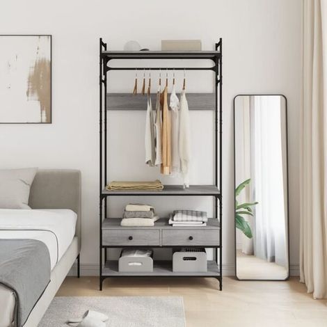 Commode 8 Tiroirs Style Sonoma Gris, Armoire de Rangement en Bois d'Ingénierie, Meuble de Chambre à Coucher ou Entrée, 89 x 39 x 184,5 cm (1/5)