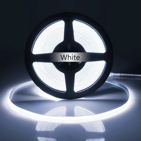 (Lumière blanche, 3 m) Bande LED COB 12 V avec connecteur DuPont – avec support adhésif, sécable, convient à l'éclairage domestique. (1/5)