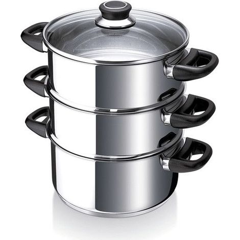 Cuit-vapeur Beka Polo 20 cm acier inox 18/10 3 L couvercle verre induction (1/5)