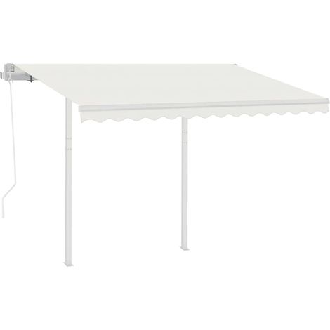 Maison Exclusive - Tenda da Sole Retrattile Automatica con Pali 3,5x2,5 m Crema (1/5)