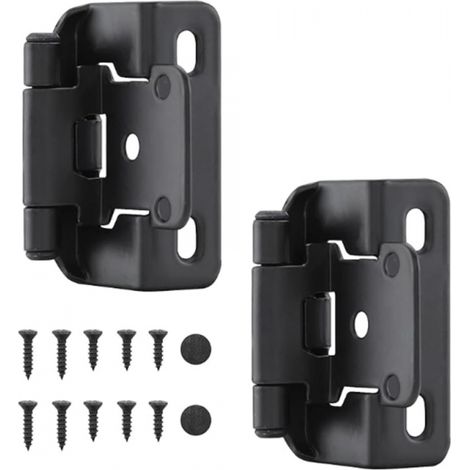 Charnières fermeture automatique 1/2 pouce noires avec vis, lot de 2 (1/4)