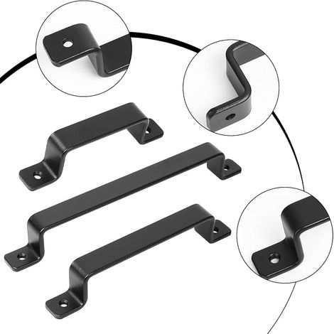 Vintage Cast Iron Door Handles Black Outdoor, Garage, Cabinet and Indoor (160X220MM) (1/4)