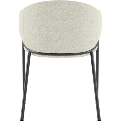 Sedia Medea in tessuto bouclé color avorio con struttura in metallo antracite, sedia moderna dal design elegante e raffinato - Medea (1/5)