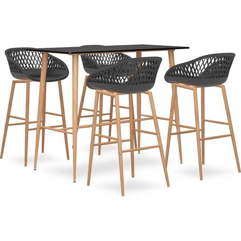 vidaXL 5 Piece Bar Set Black and Grey (1/5)
