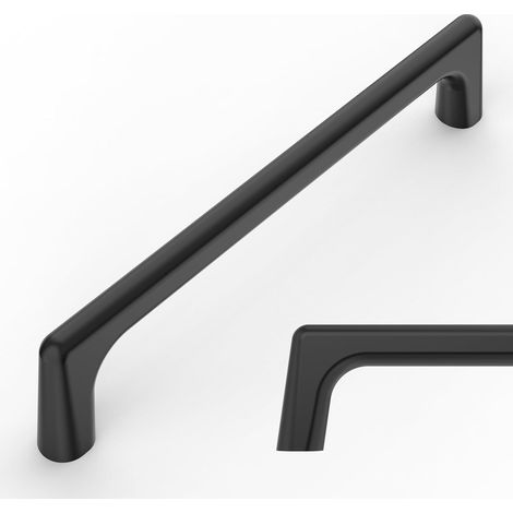 4 poignées de meuble, zamak noir peint, entraxe 128 mm (1/5)
