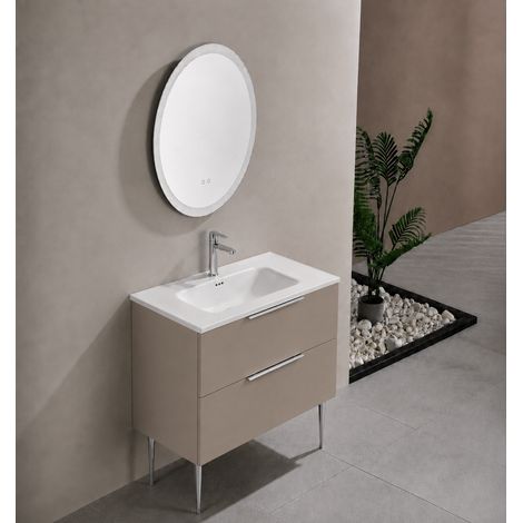 Meuble salle de bain KANO 120 cm sur pieds avec vasque céramique coloris Taupe prémonté (1/5)