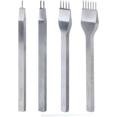 Kit Outils Perforatrice 4 Pcs, 4mm DIY Cuir, Griffe Perforateur Artisanat, Trou Couture Diamant Laçage Pour Artisanat (1/5)