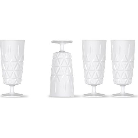 Copas de champán para picnic, acrílico blanco, 4 unidades, 0,2 l. Para comer al aire libre / Sagaform (1/3)