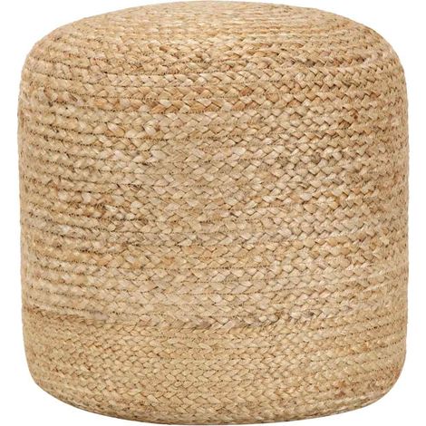 Pouf Design fait à la main - Fauteuil Repose-Pieds pour Salon ou Chambre Bas 40 x 45 cm Jute BV702133 - BonneVie (1/4)