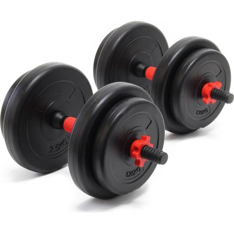 Jeu haltères 15 kg plaques de poids fonte entrainement musculation poids (1/4)