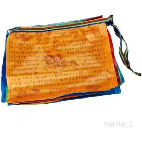 Drapeaux de pri��re tib��tains - Lot de 20 - Couleurs vives - Tissu satin�� - 28 x 25 cm