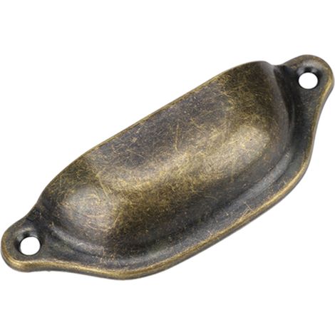 Poignée de meuble antique en forme de coquillage, semi-circulaire, de style chinois, pour armoire à pharmacie, bibliothèque, tiroir (bronze vert) (1/5)