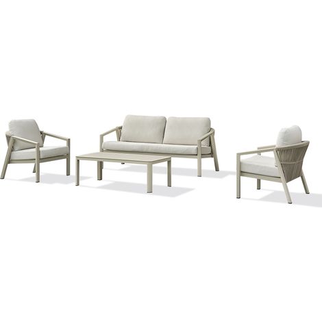 KELIA - Set di mobili da giardino bassi per 5 persone - Greige - REMARQUABLE