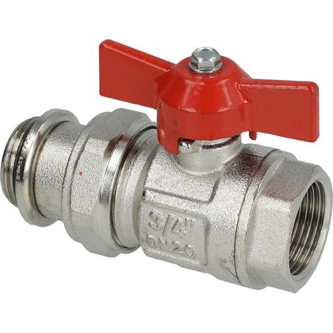 Robinet à bille pour collecteur 3/4'' autoétanche poignée rouge