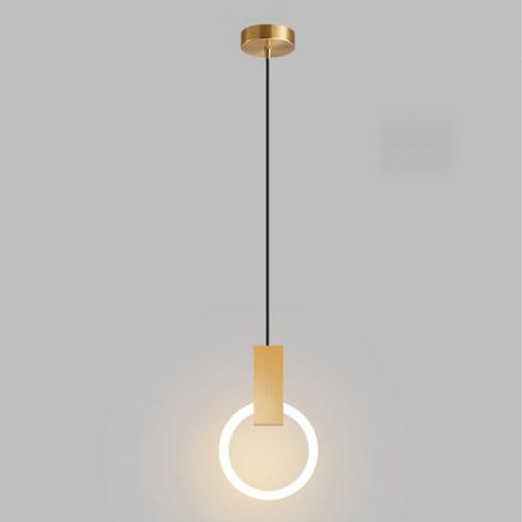 1 Lustre Suspension LED Circulaire 14W Acrylique Aluminium Lumière Chaude Pour Salon Chambre (1/5)