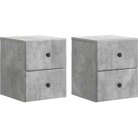 Wall-Mounted Bedside Cabinet with Drawer 2 pcs Concrete Grey vidaXL