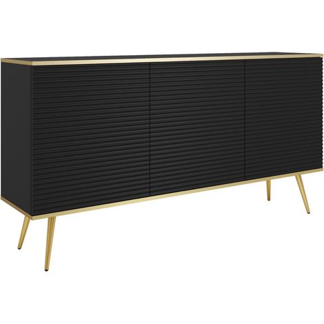Credenza nera glamour con gambe dorate, 160 x 85 x 39 (1/4)