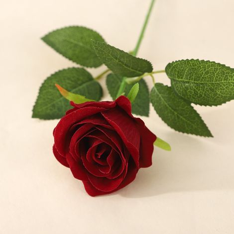 8 roses artificielles couleur bordeaux en velours - Fleurs artificielles pour décoration de salon et composition florale dans un vase - L'accompagnement idéal pour créer une ambiance festive : les ros
