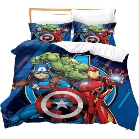 Housse de couette Marvel Avengers 200x200cm, multicolore, synthétique, douce et respirante pour la chambre (1/4)