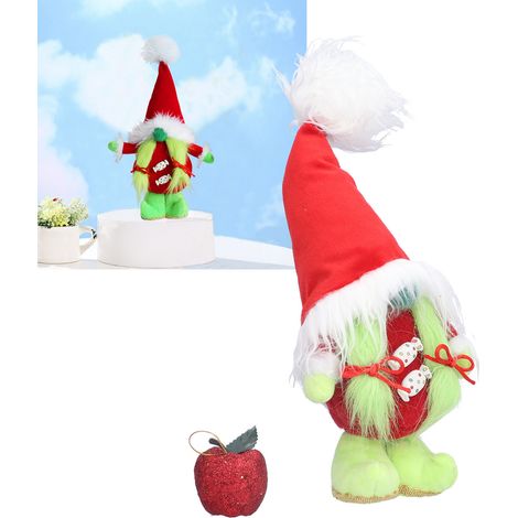 Peluche Lutin Élémentaire Sans Visage Vert à Tresse, Ornements Bureau Déco Maison, Taille 31 cm en Laine Douce, Lot avec Accessoire (1/5)