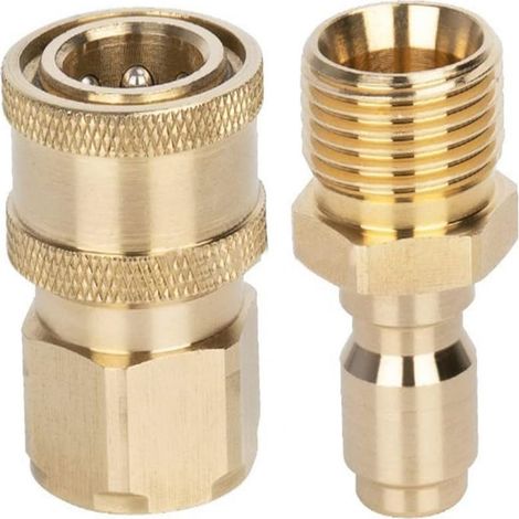 Raccord Rapide M22 - Adaptateur Haute Pression 3/8 Pouces - Pour Nettoyeur Haute Pression - 2 Pièces (1/5)