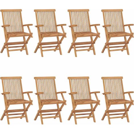 Maison Exclusive - Sedie pieghevoli con cuscini color rosso vino, 8 pezzi, in legno massello di teak. (1/5)