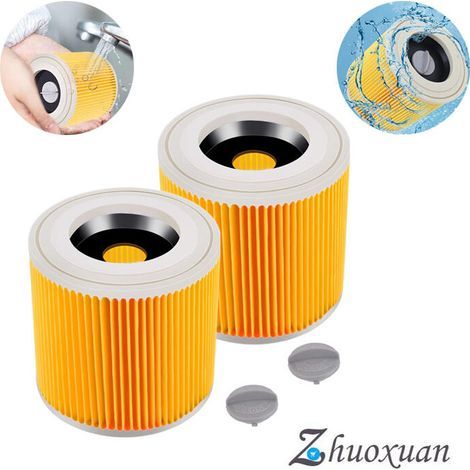 Confezione da 2 filtri a cartuccia per Kärcher WD3 Premium, WD2, WD3, WD3P, MV2, MV3 - Filtro WD3 - Filtro di ricambio per aspirapolvere Kärcher 6.414-552.0/64145520 Cisea (1/4)