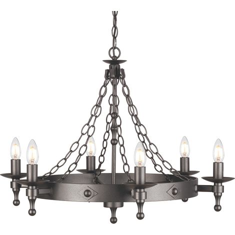 Elstead Warwick - Lampadario a 6 luci finitura nero grafite, attacco E14