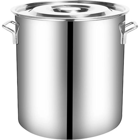 Marmite à soupe professionnelle en acier inoxydable avec couvercle - Idéale pour les ragoûts et les bouillons. (1/5)