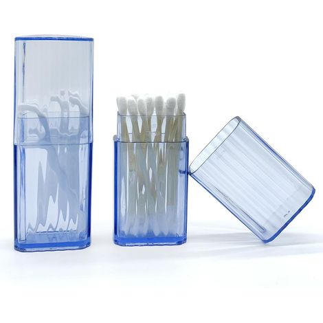 Boîte à cotons-tiges de voyage, 2 pièces, mini portable en plastique transparent. (1/5)