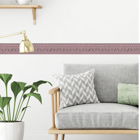 Frise adhésive déco murale, style géométrique, 5 cm X 300 cm, rose et grise, décorez vos murs avec élégance  (1/5)