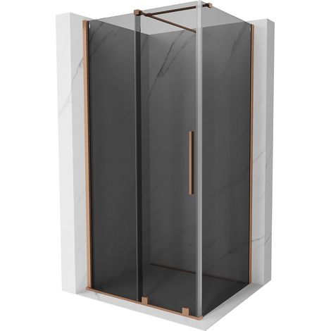 Mexen Velar Schiebetür-Duschkabine 120 x 90 cm, Graphit, gebürstetes Kupfer - 871-120-090-41-65 (1/5)