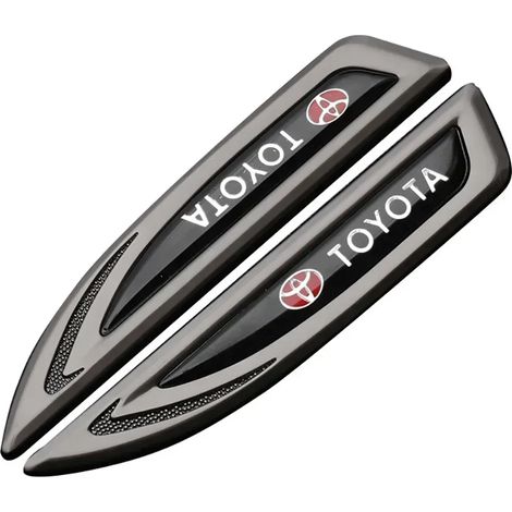 (Toyota-Marron) 2 autocollants en alliage métallique avec logo pour carrosserie latérale, compatibles avec Toyota (Chr, Prius, Verso, Hiace, Yaris, TRD, Corolla). Convient également aux modèles tunés. (1/4)