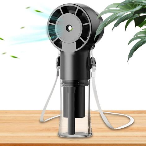 Ventilador portátil genérico, ventilador personal de cuello USB de 12000 RPM, ventilador de cuello portátil recargable por USB con rociador de agua para viajes y (1/5)